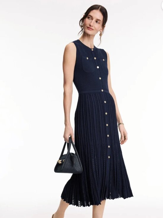 Maje Dresses & Skirts - Maje Navy Sleeveless Knit Midi Dress Size 34 US 0 MSRP $445